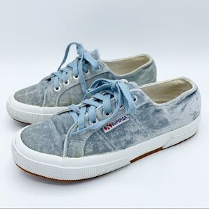 Superga Light Blue Crushed Velvet Sneakers Sz 7